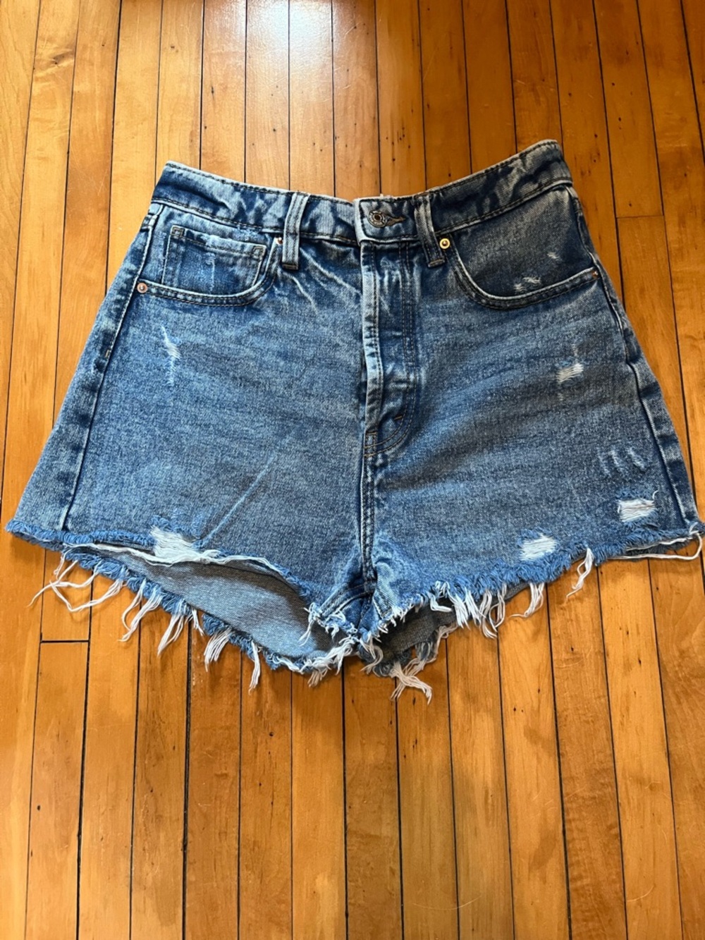 wild fable Distressed Denim High-Rise Shorts - Blue